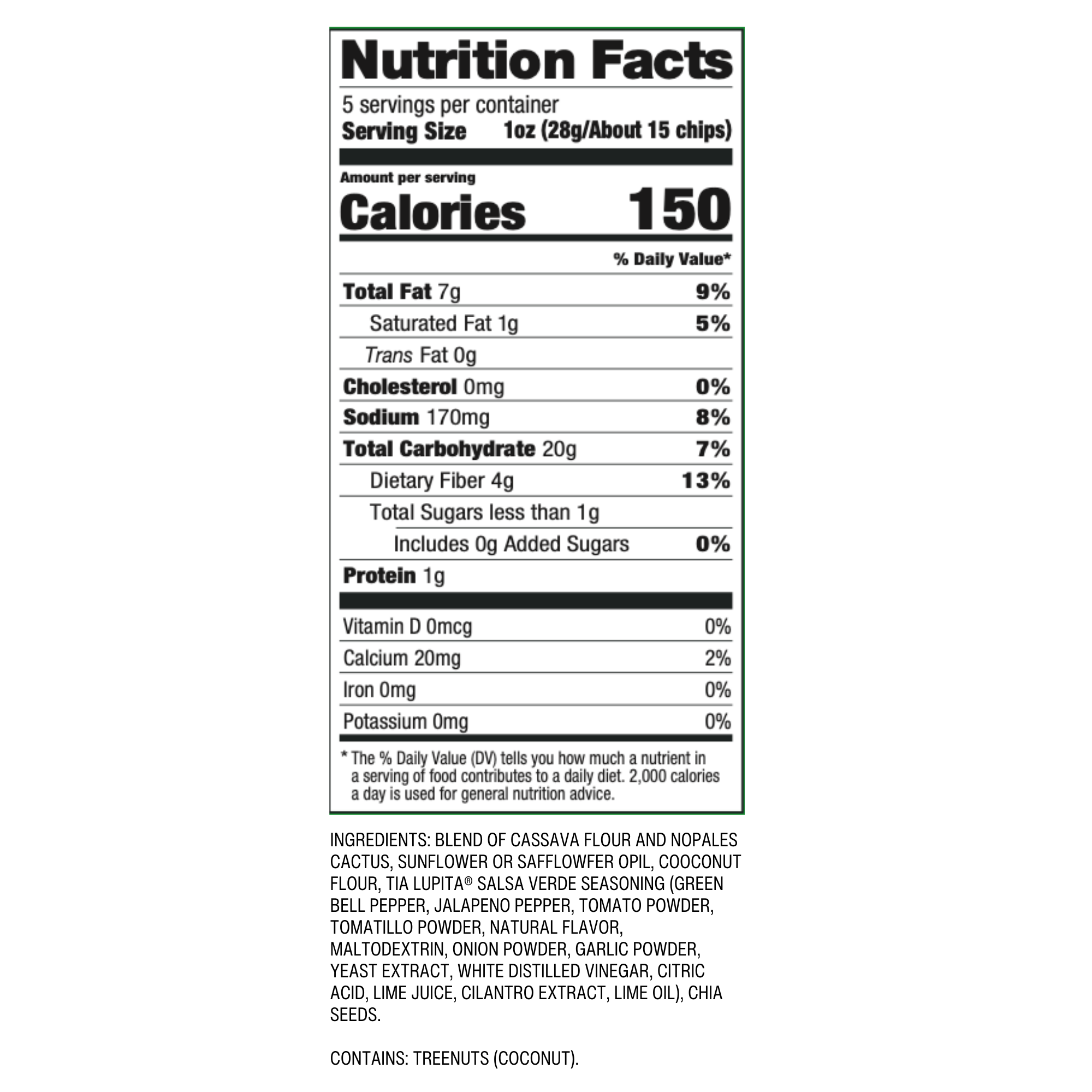 Salsa Verde Grain-Free Tortilla Chips Snack Pack (1oz, 24-count)