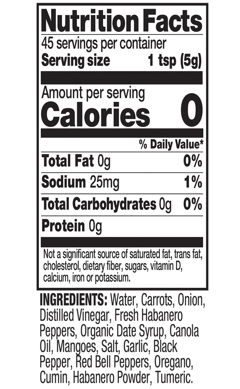 Tia Lupita Habanero Sauce Nutrition Facts Image