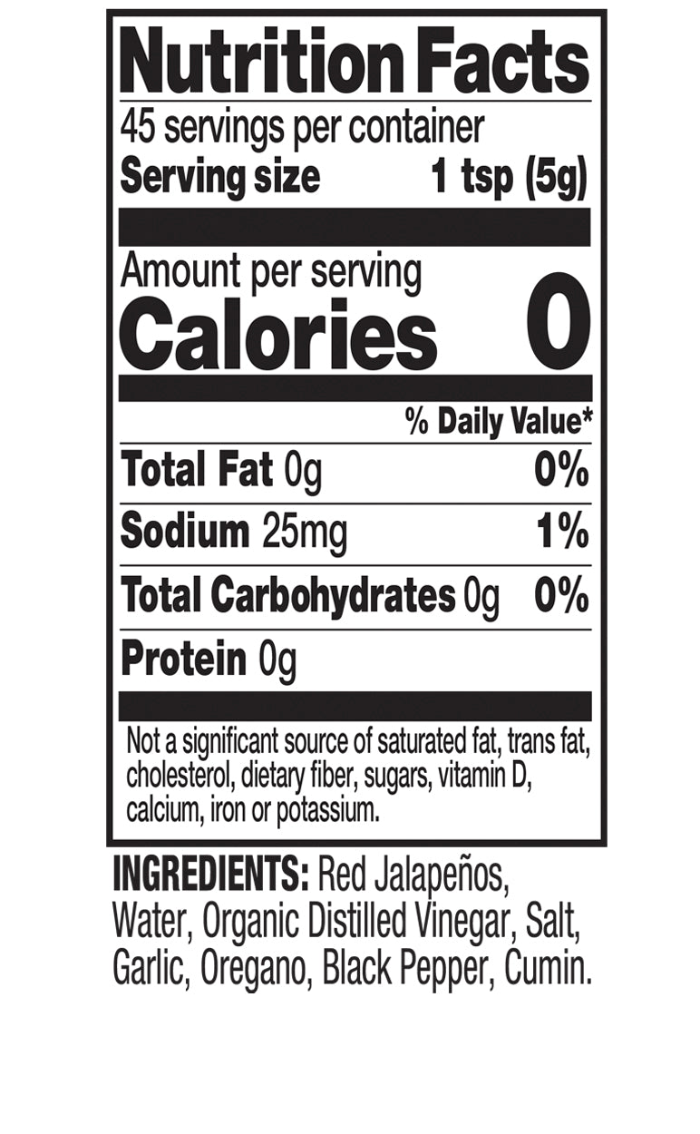 Tia Lupita Hot Sauce Nutrition Facts Image