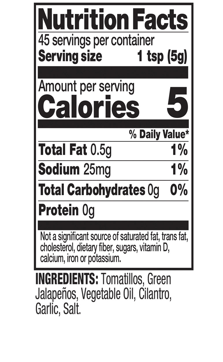 Tia Lupita Salsa Verde Nutrition Facts